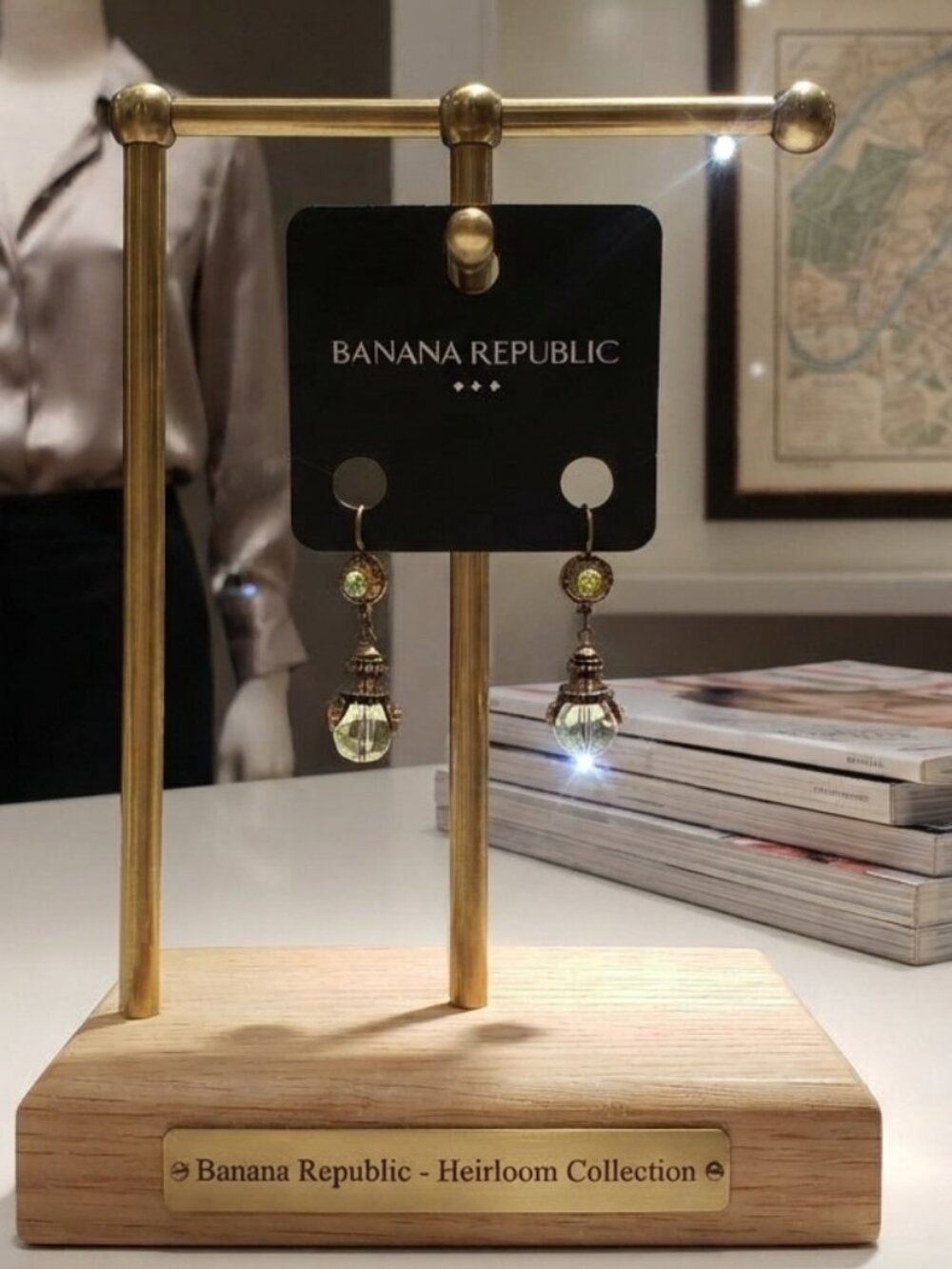 Banana Republic Vintage-Inspired Pale Green Crystal Drop Earrings